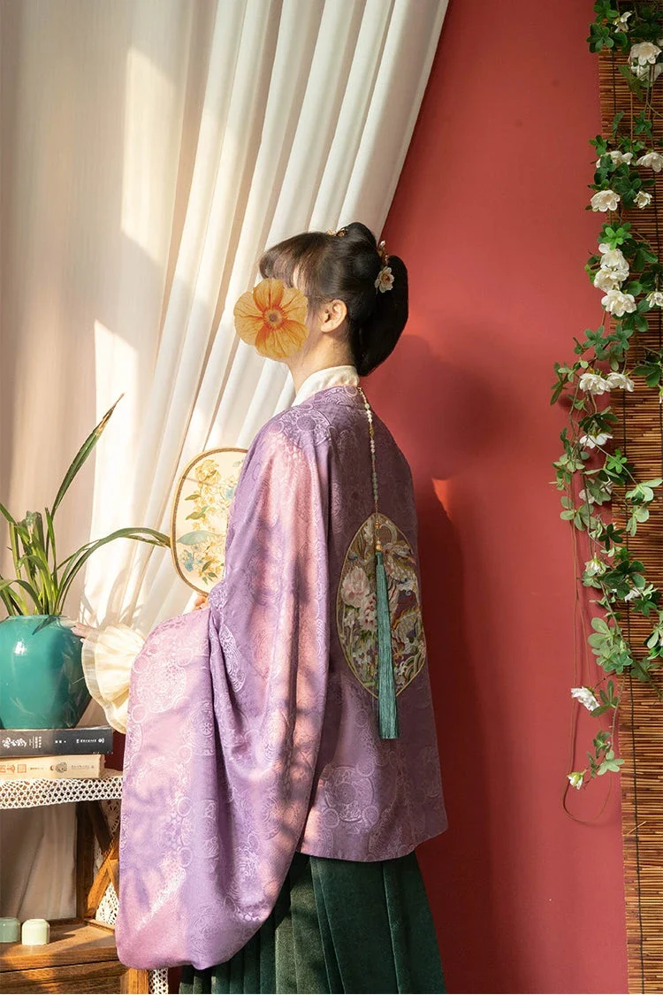 Shaoyao Yulong 芍药与龙 Peony Dragon Ming Dynasty Embroidered Yuanling Ao Short & Long Top - Image 10