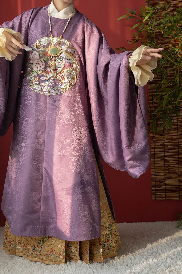 Shaoyao Yulong 芍药与龙 Peony Dragon Ming Dynasty Embroidered Yuanling Ao Short & Long Top - Image 12