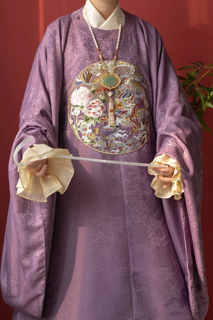 Shaoyao Yulong 芍药与龙 Peony Dragon Ming Dynasty Embroidered Yuanling Ao Short & Long Top - Image 13