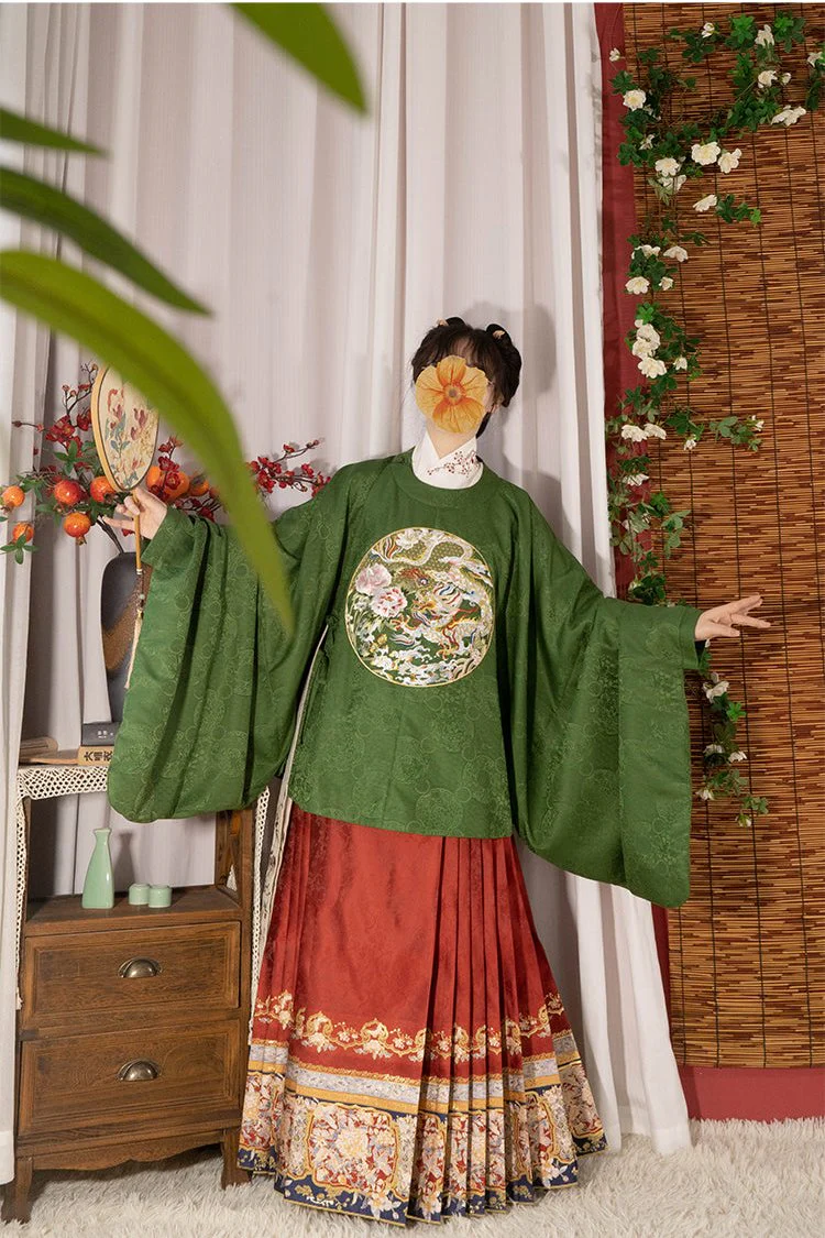Shaoyao Yulong 芍药与龙 Peony Dragon Ming Dynasty Embroidered Yuanling Ao Short & Long Top - Image 14