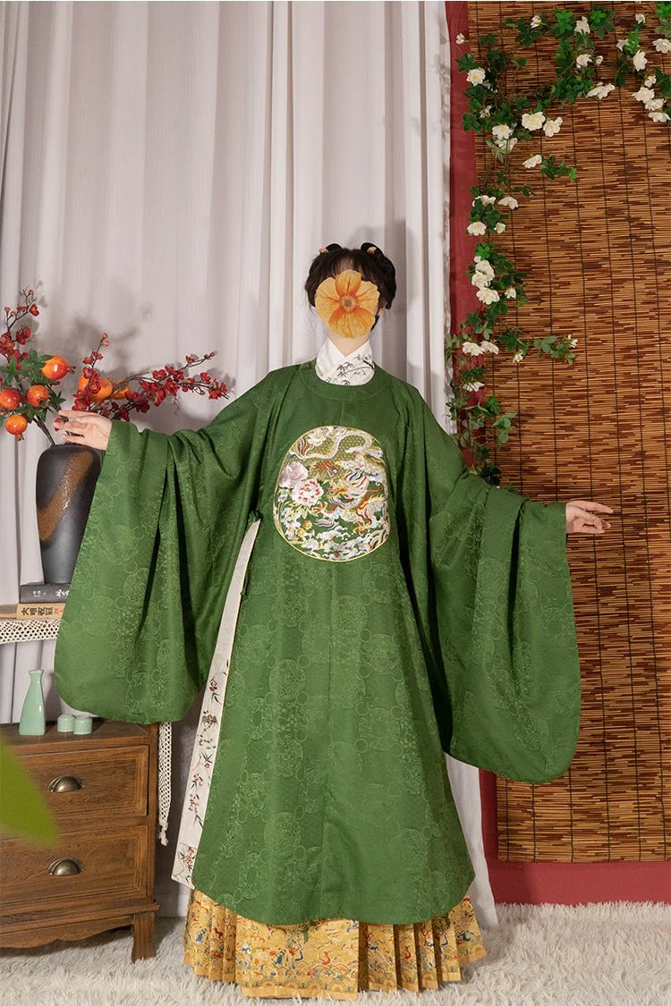 Shaoyao Yulong 芍药与龙 Peony Dragon Ming Dynasty Embroidered Yuanling Ao Short & Long Top - Image 16