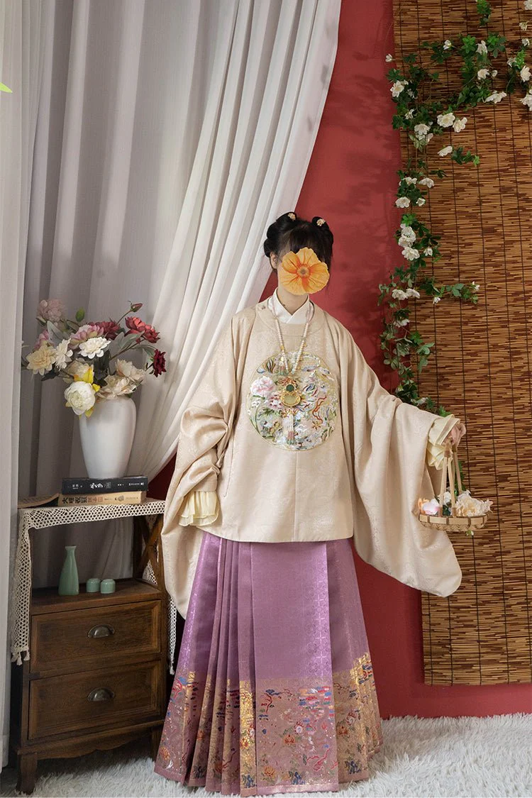 Shaoyao Yulong 芍药与龙 Peony Dragon Ming Dynasty Embroidered Yuanling Ao Short & Long Top - Image 23
