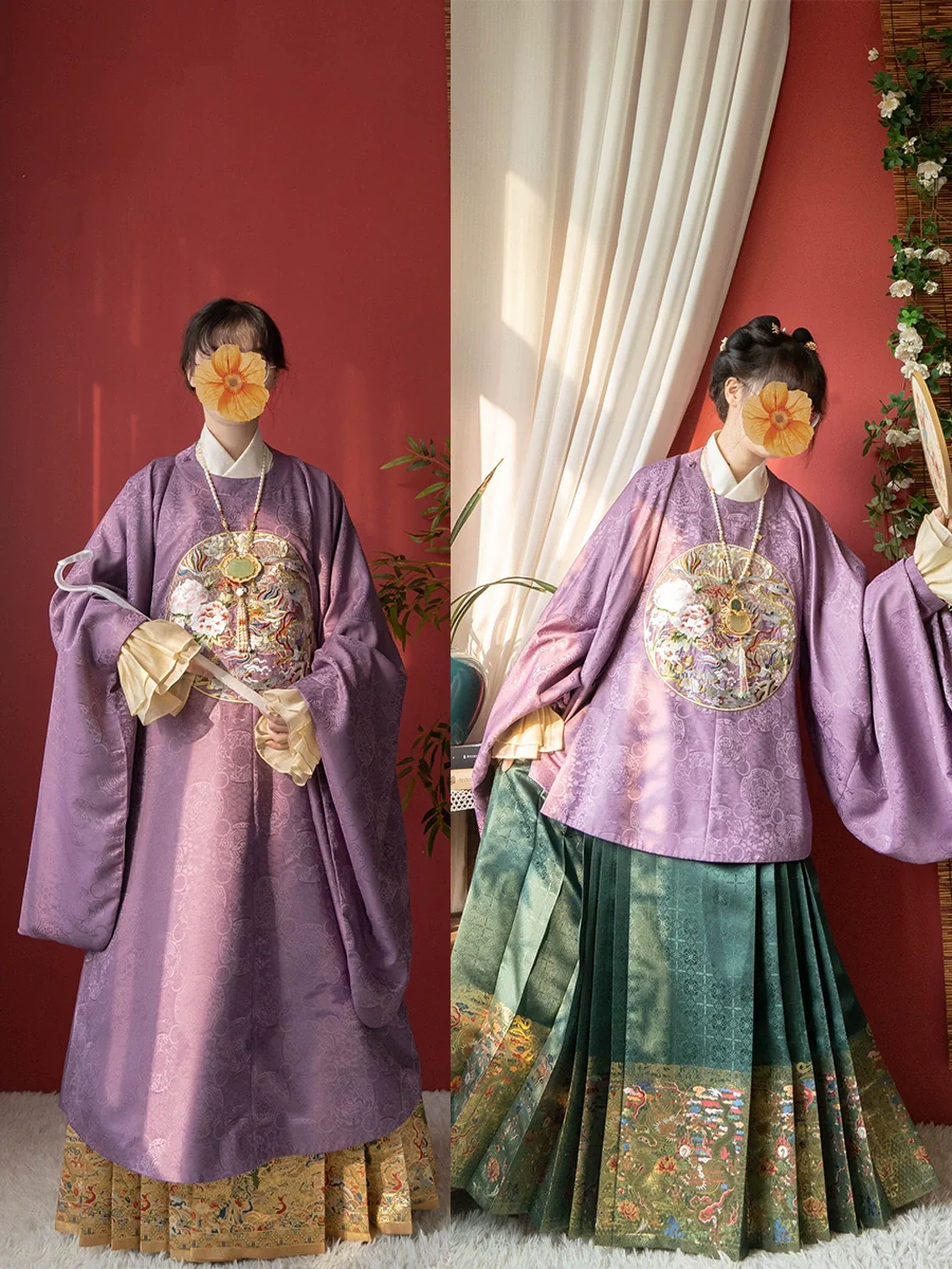 Shaoyao Yulong 芍药与龙 Peony Dragon Ming Dynasty Embroidered Yuanling Ao Short & Long Top - Image 3