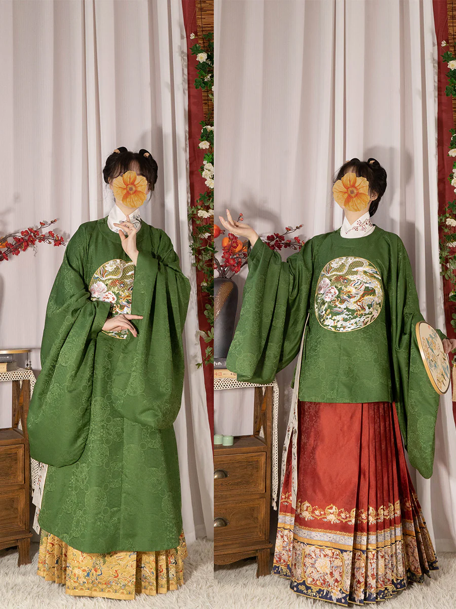 Shaoyao Yulong 芍药与龙 Peony Dragon Ming Dynasty Embroidered Yuanling Ao Short & Long Top - Image 5