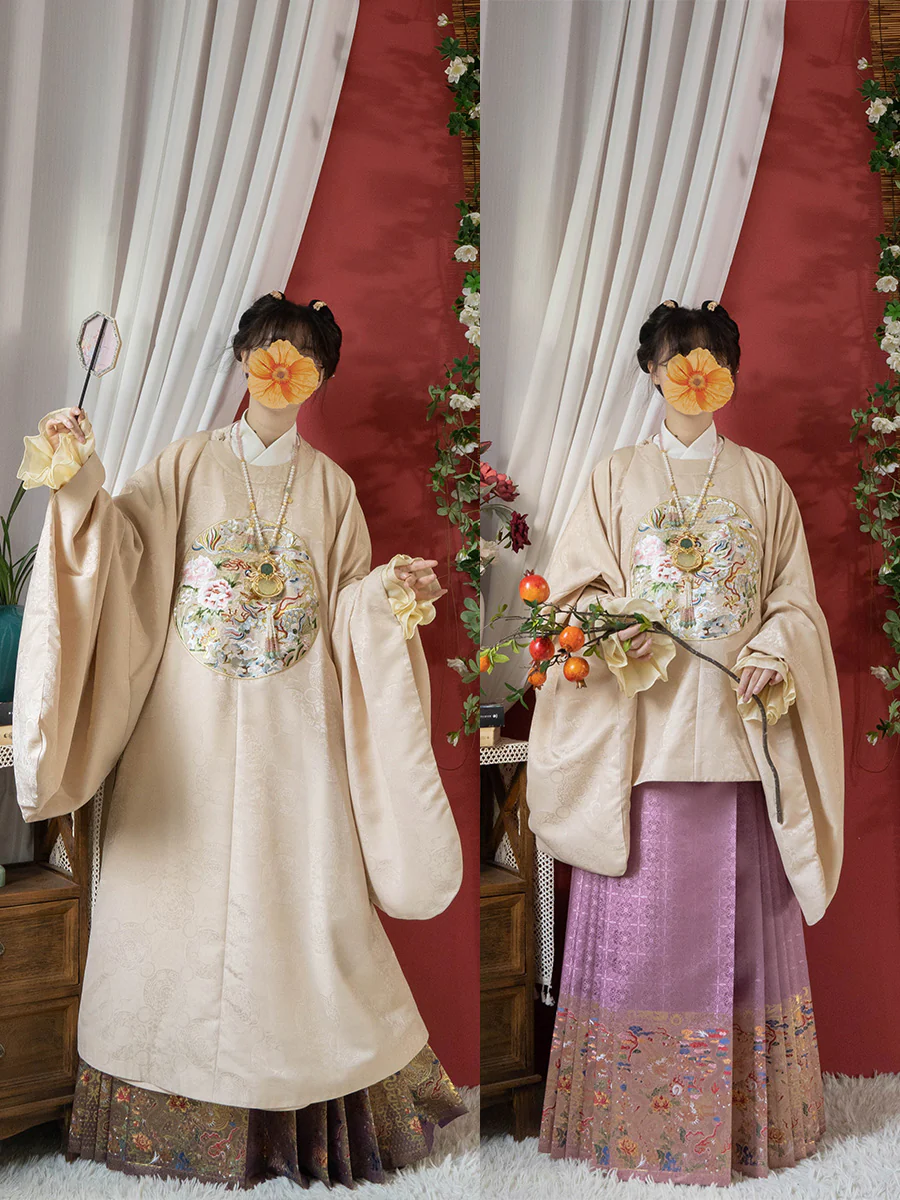 Shaoyao Yulong 芍药与龙 Peony Dragon Ming Dynasty Embroidered Yuanling Ao Short & Long Top - Image 6