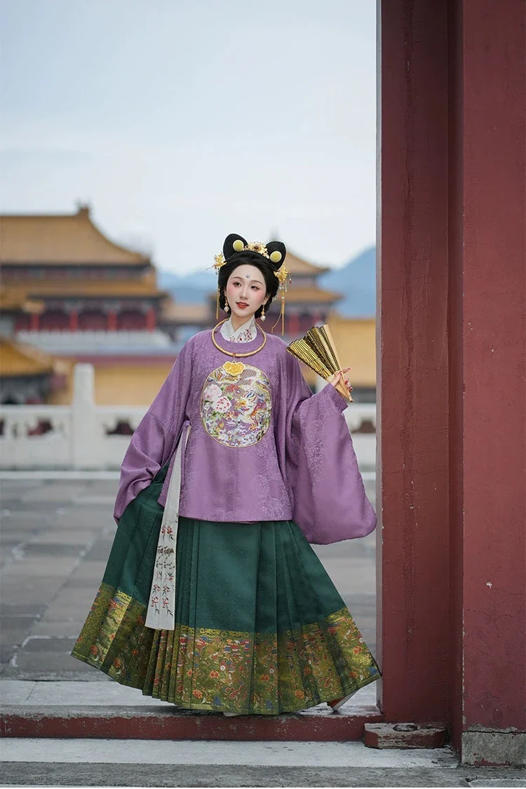 Shaoyao Yulong 芍药与龙 Peony Dragon Ming Dynasty Embroidered Yuanling Ao Short & Long Top - Image 8