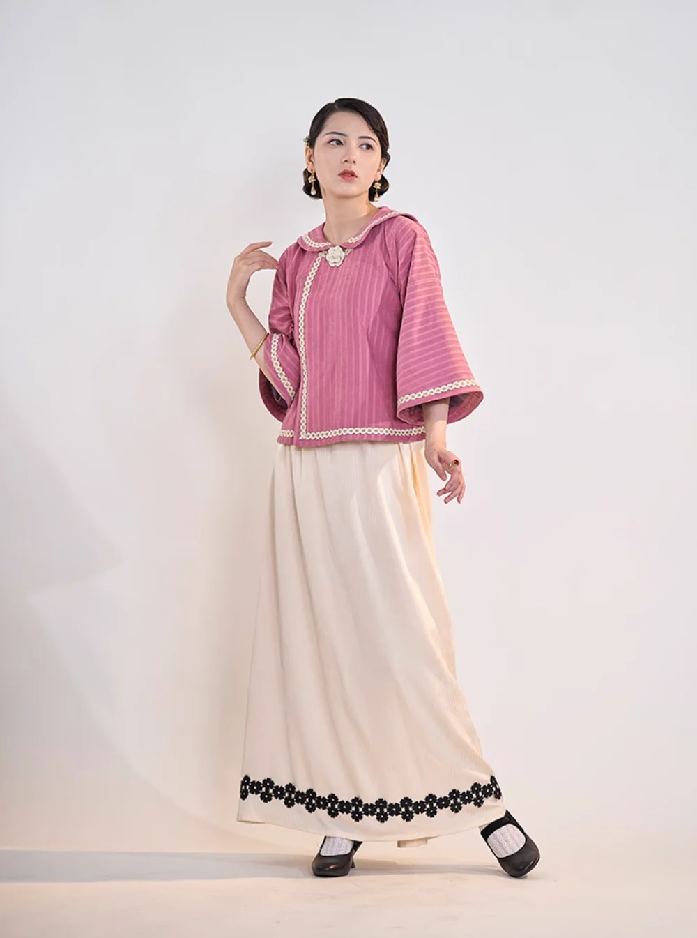 Shengxing Nügao 圣星女高 1920s Restoration School Uniform Top & Skirt Set - Image 2