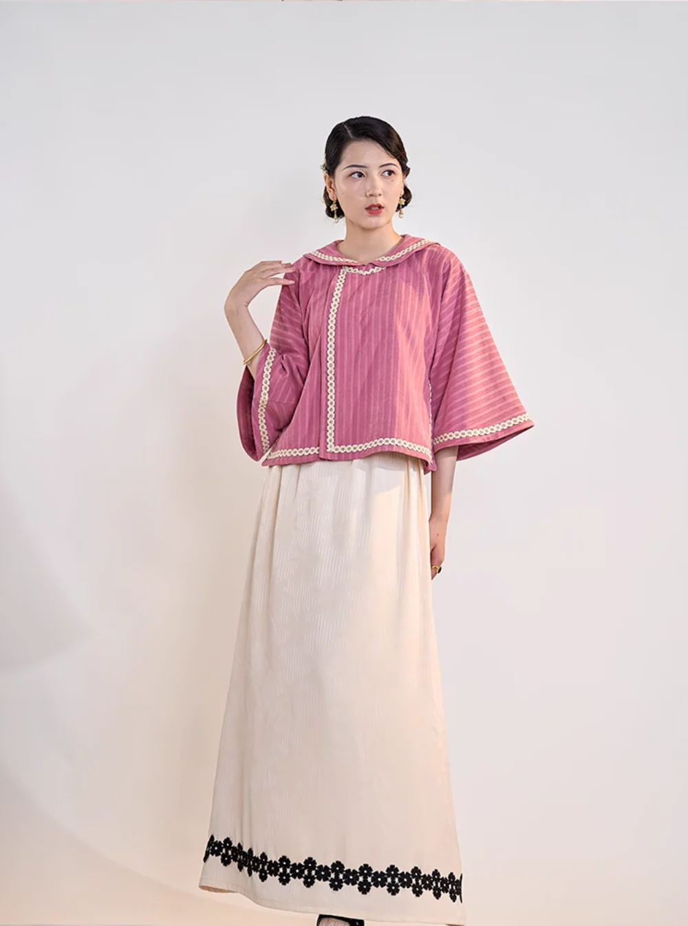 Shengxing Nügao 圣星女高 1920s Restoration School Uniform Top & Skirt Set - Image 5