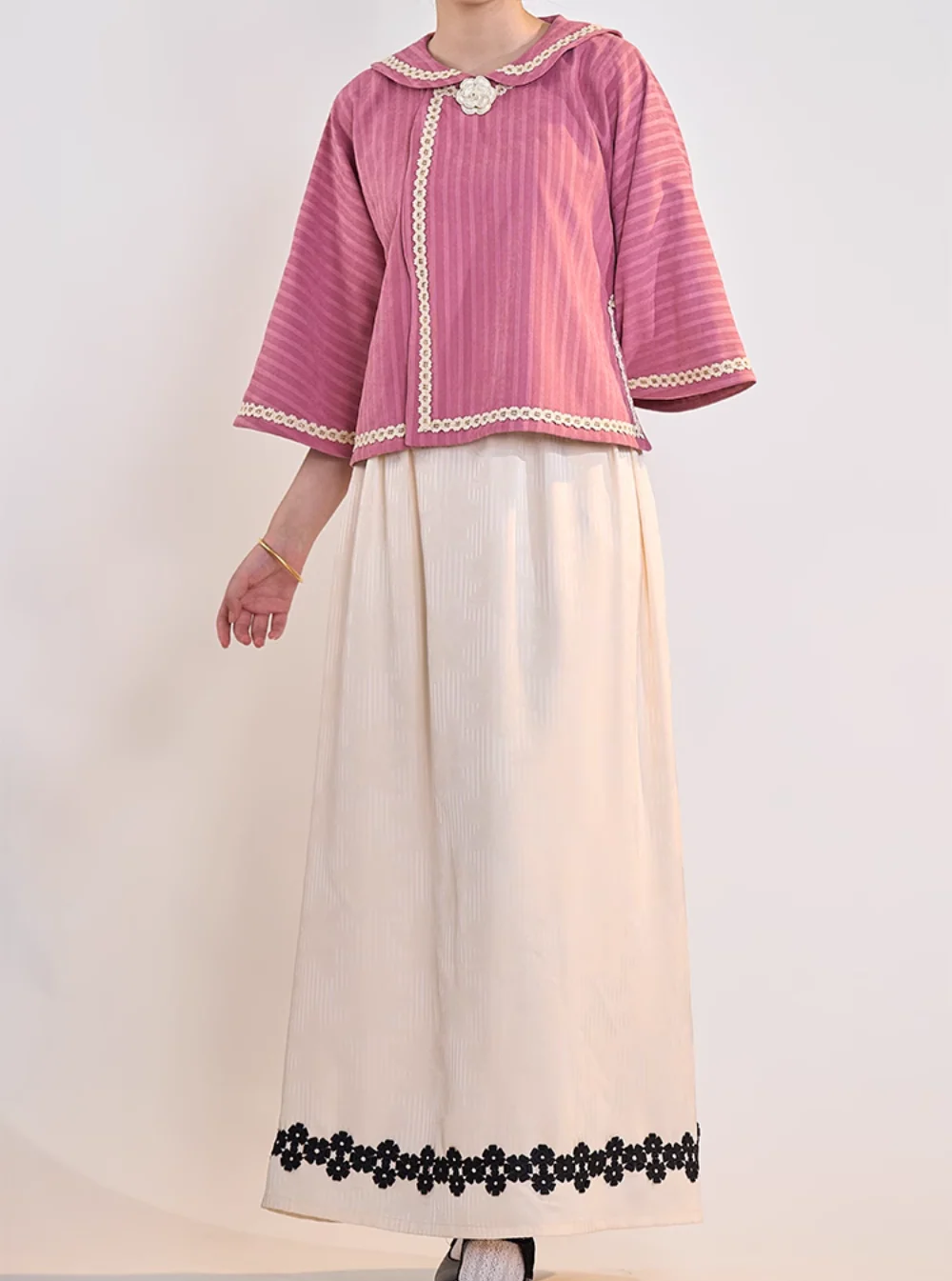 Shengxing Nügao 圣星女高 1920s Restoration School Uniform Top & Skirt Set - Image 6