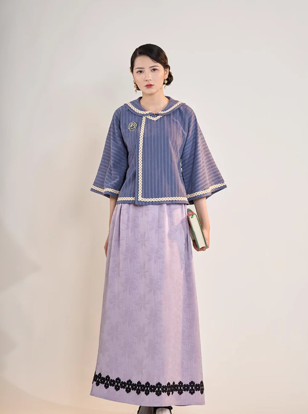 Shengxing Nügao 圣星女高 1920s Restoration School Uniform Top & Skirt Set - Image 7
