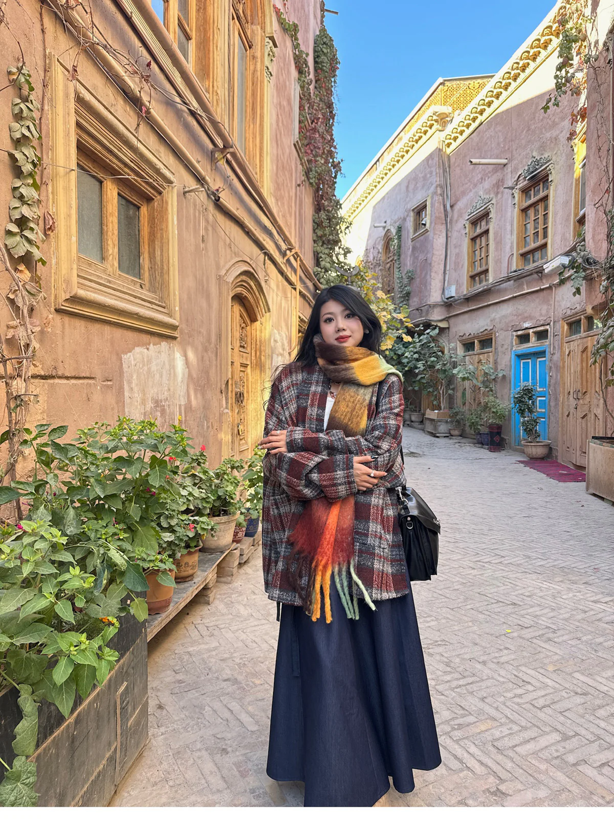 Shiguang Feishi 时光飞逝 Time Flies Modernized Tang Song Plus Size Wool Feijixiu Top & Denim Poqun Skirt Set - Image 10