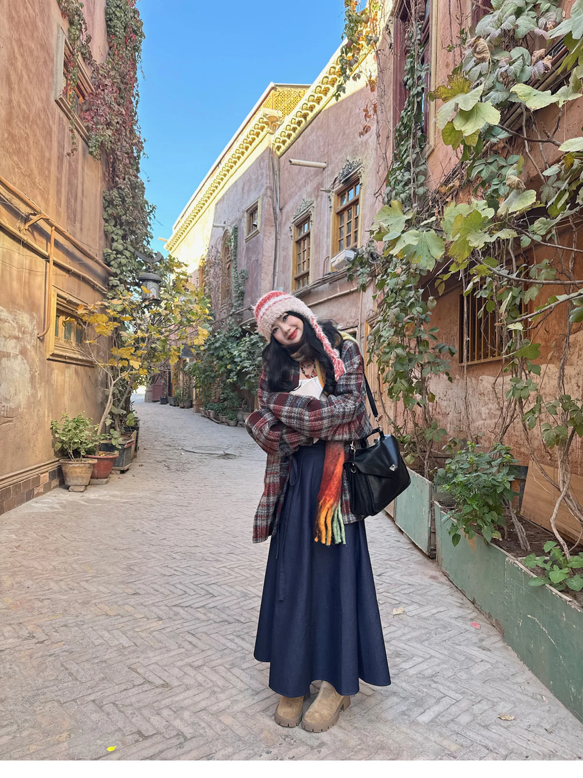 Shiguang Feishi 时光飞逝 Time Flies Modernized Tang Song Plus Size Wool Feijixiu Top & Denim Poqun Skirt Set - Image 14
