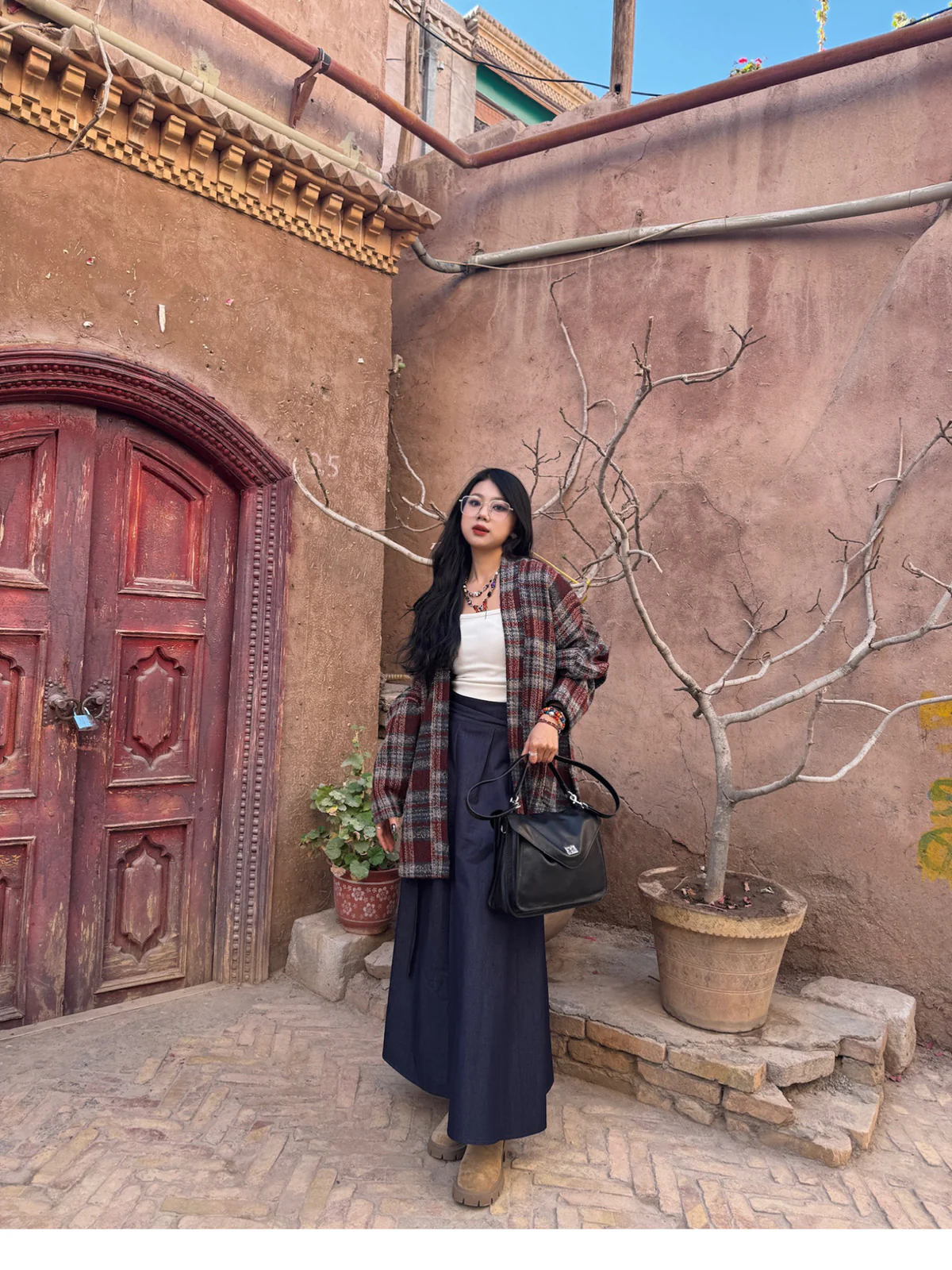 Shiguang Feishi 时光飞逝 Time Flies Modernized Tang Song Plus Size Wool Feijixiu Top & Denim Poqun Skirt Set - Image 19