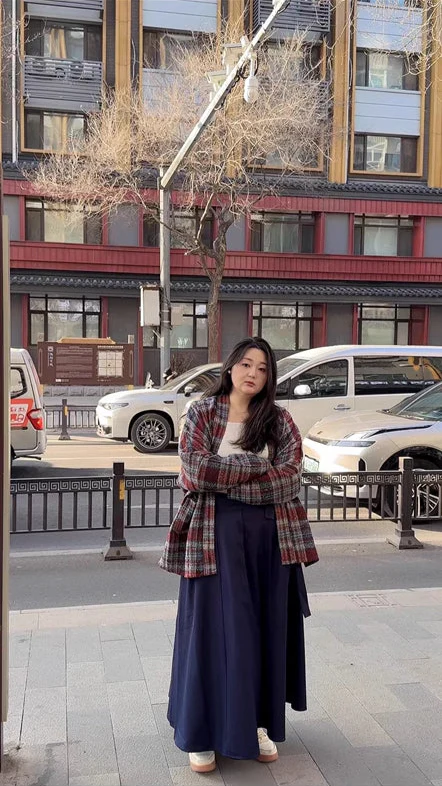 Shiguang Feishi 时光飞逝 Time Flies Modernized Tang Song Plus Size Wool Feijixiu Top & Denim Poqun Skirt Set - Image 25