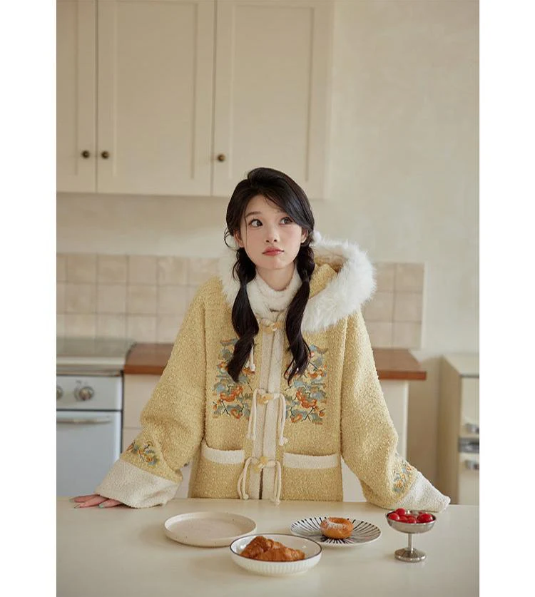 Shishi Ruyi 柿柿如意 Persimmon Sceptre Modernized Ming Buzi Hooded Coat & Pants Set - Image 10