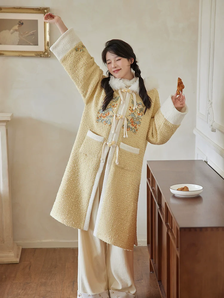 Shishi Ruyi 柿柿如意 Persimmon Sceptre Modernized Ming Buzi Hooded Coat & Pants Set - Image 3
