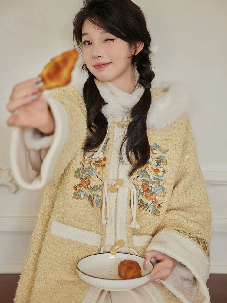 Shishi Ruyi 柿柿如意 Persimmon Sceptre Modernized Ming Buzi Hooded Coat & Pants Set - Image 4