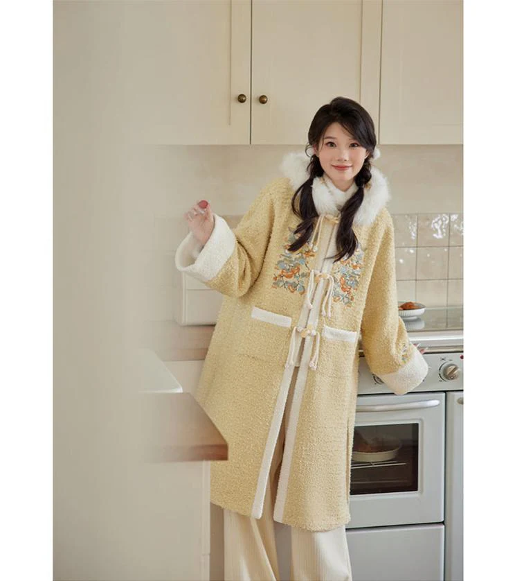 Shishi Ruyi 柿柿如意 Persimmon Sceptre Modernized Ming Buzi Hooded Coat & Pants Set - Image 8