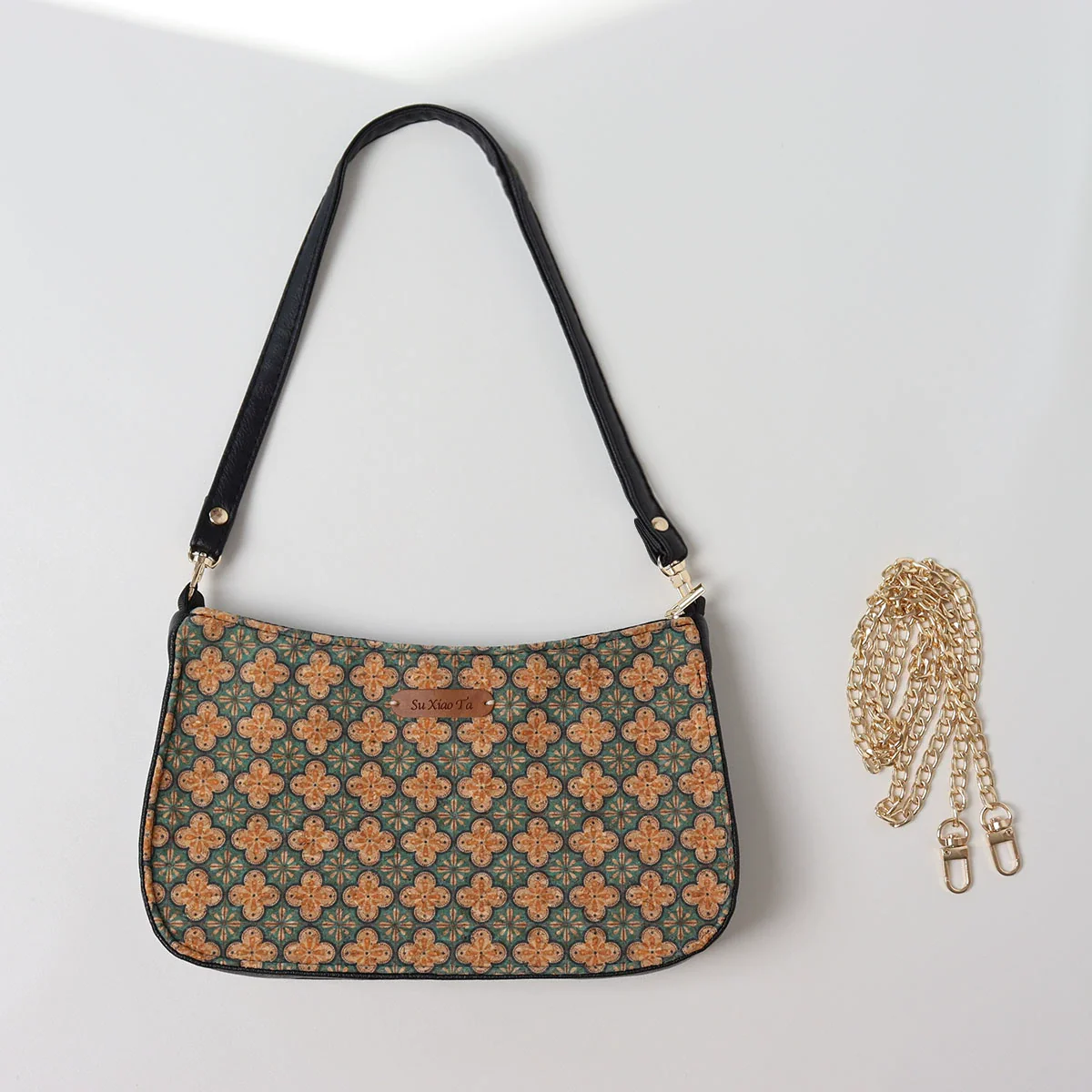Shuang Gu Hua 双古花 Double Sided Ancient Flower Shoulder Purse - Image 10
