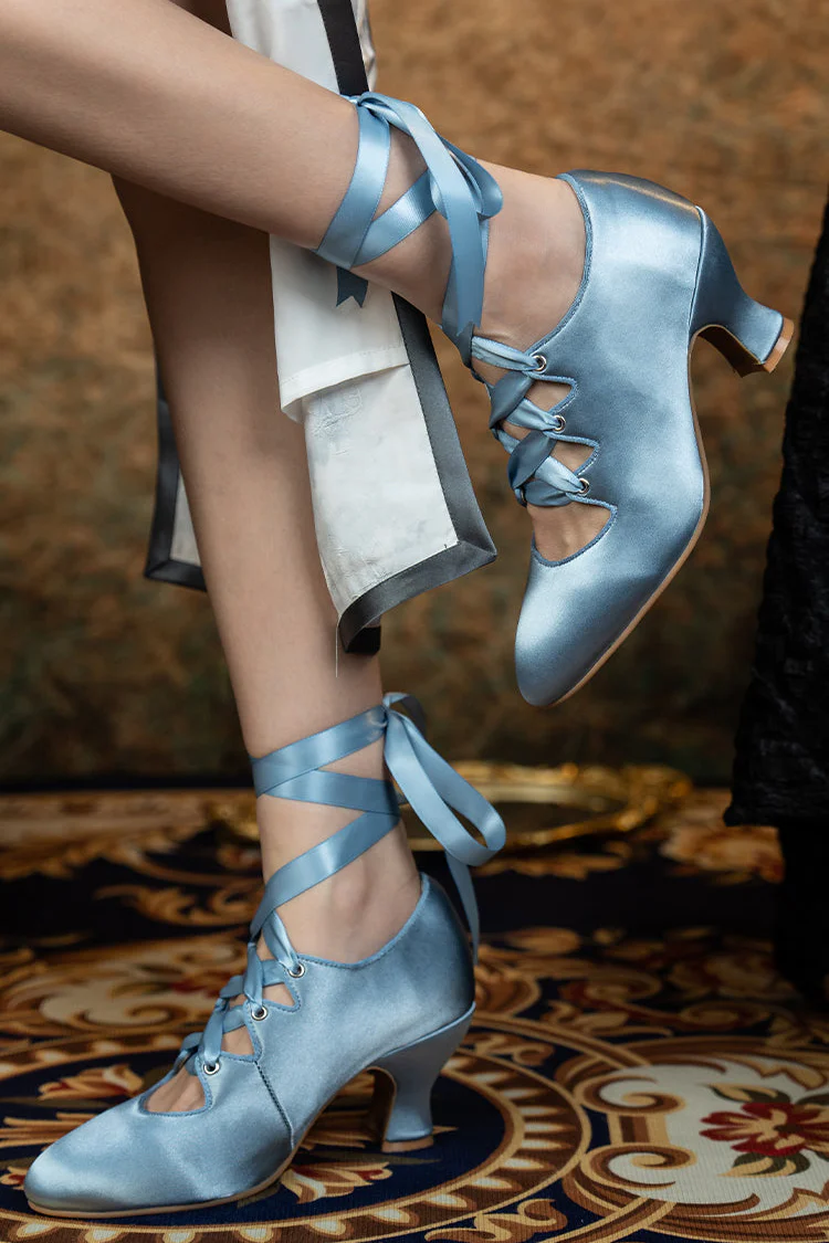 Si Wu 丝舞 Dancing Silk 1910s Genuine Leather Wine Glass Heel Lace Up Shoes - Image 12