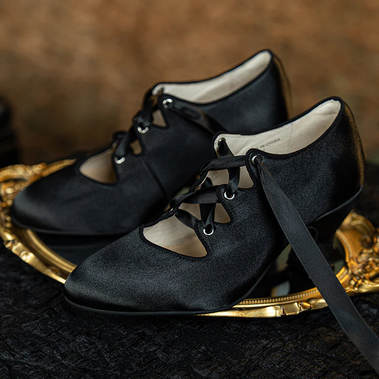 Si Wu 丝舞 Dancing Silk 1910s Genuine Leather Wine Glass Heel Lace Up Shoes - Image 16