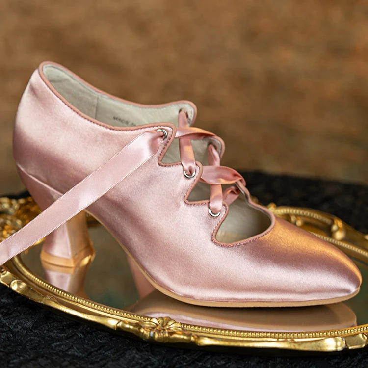 Si Wu 丝舞 Dancing Silk 1910s Genuine Leather Wine Glass Heel Lace Up Shoes - Image 19