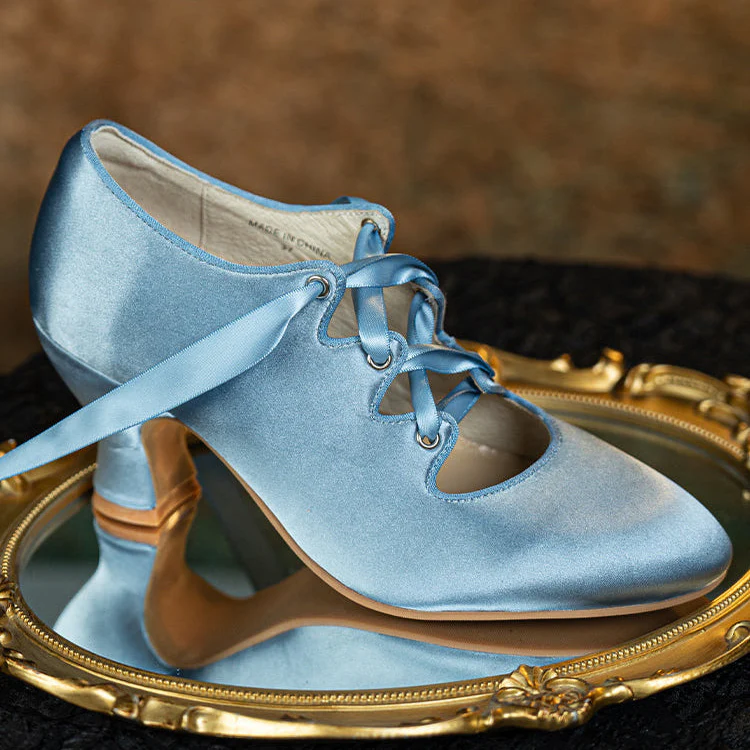 Si Wu 丝舞 Dancing Silk 1910s Genuine Leather Wine Glass Heel Lace Up Shoes - Image 20