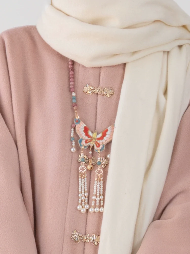 Silent Rose 蔷薇不语 Ming Dynasty Embroidered Butterfly Pearl Back Cloud Necklace - Image 4