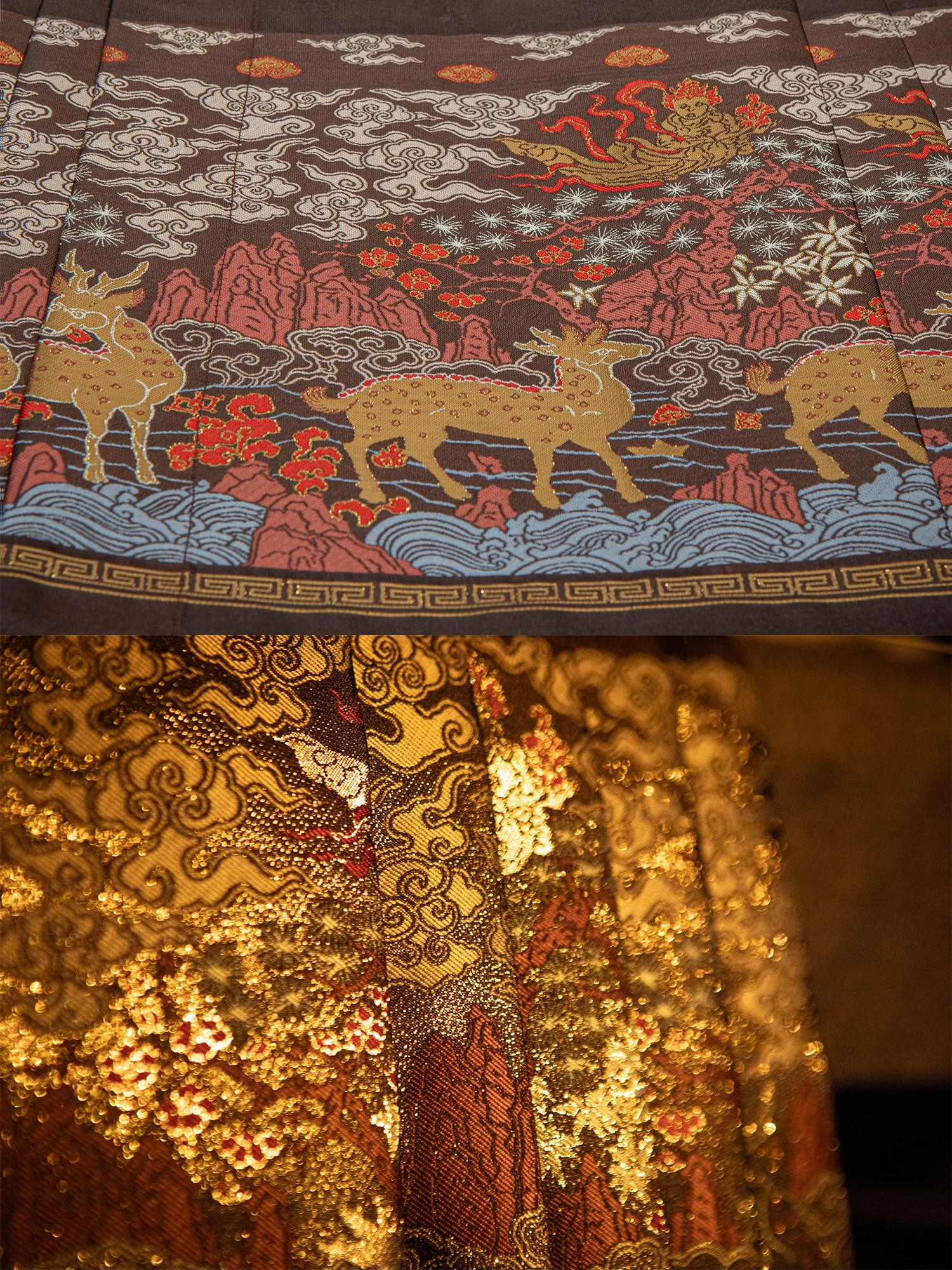 Song Chi 松弛 Relaxed Fit Modernized Ming Dynasty Padded Floral Duijin Ao Winter Coat & Deer Mamian Skirt Set - Image 7