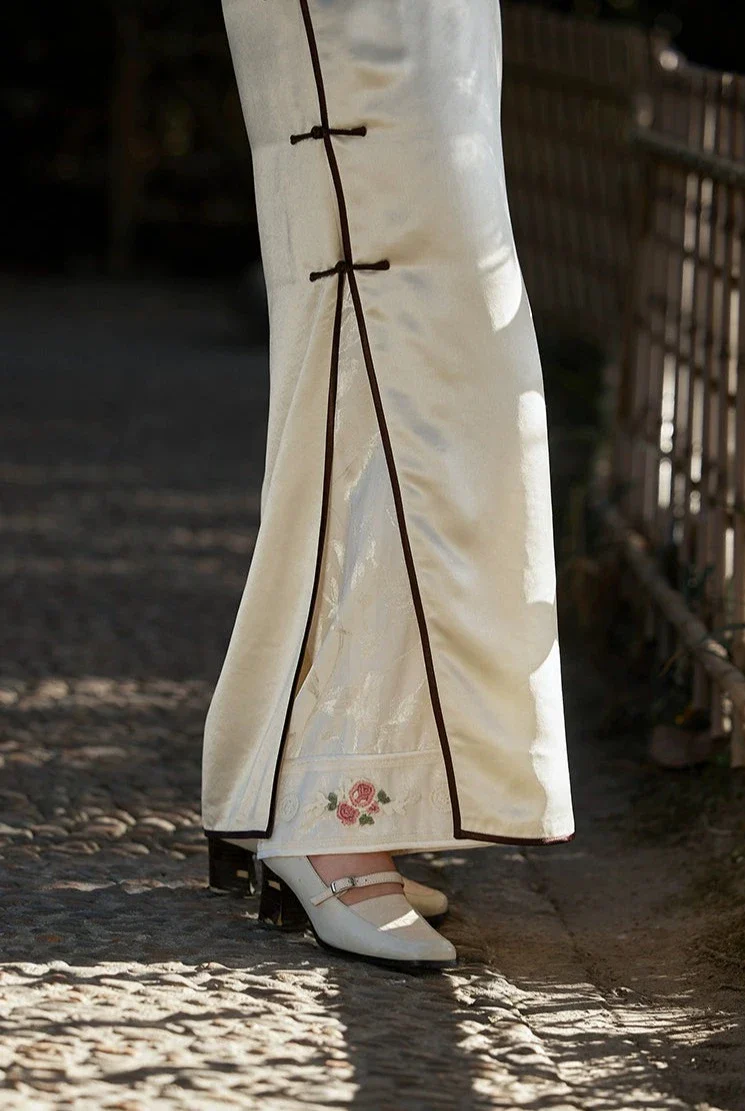 Spring Leisure 春閑 Embroidered Satin Jacquard Qipao Modesty Pants - Image 5
