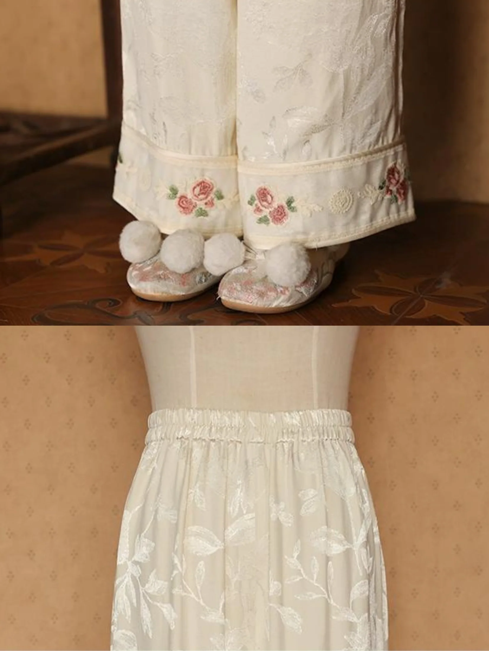 Spring Leisure 春閑 Embroidered Satin Jacquard Qipao Modesty Pants - Image 6