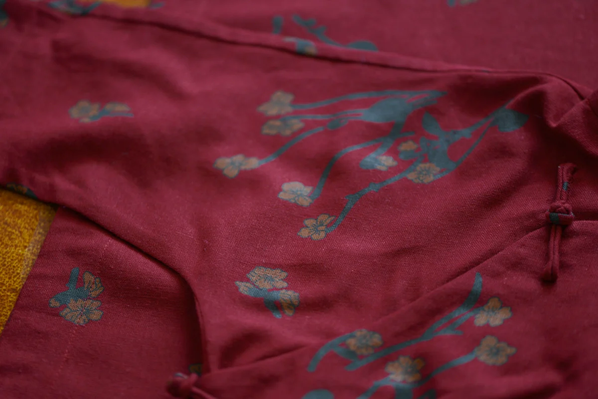Su Mei 苏梅 Crimson Flower 1930s Half Sleeve Cotton Qipao - Image 10