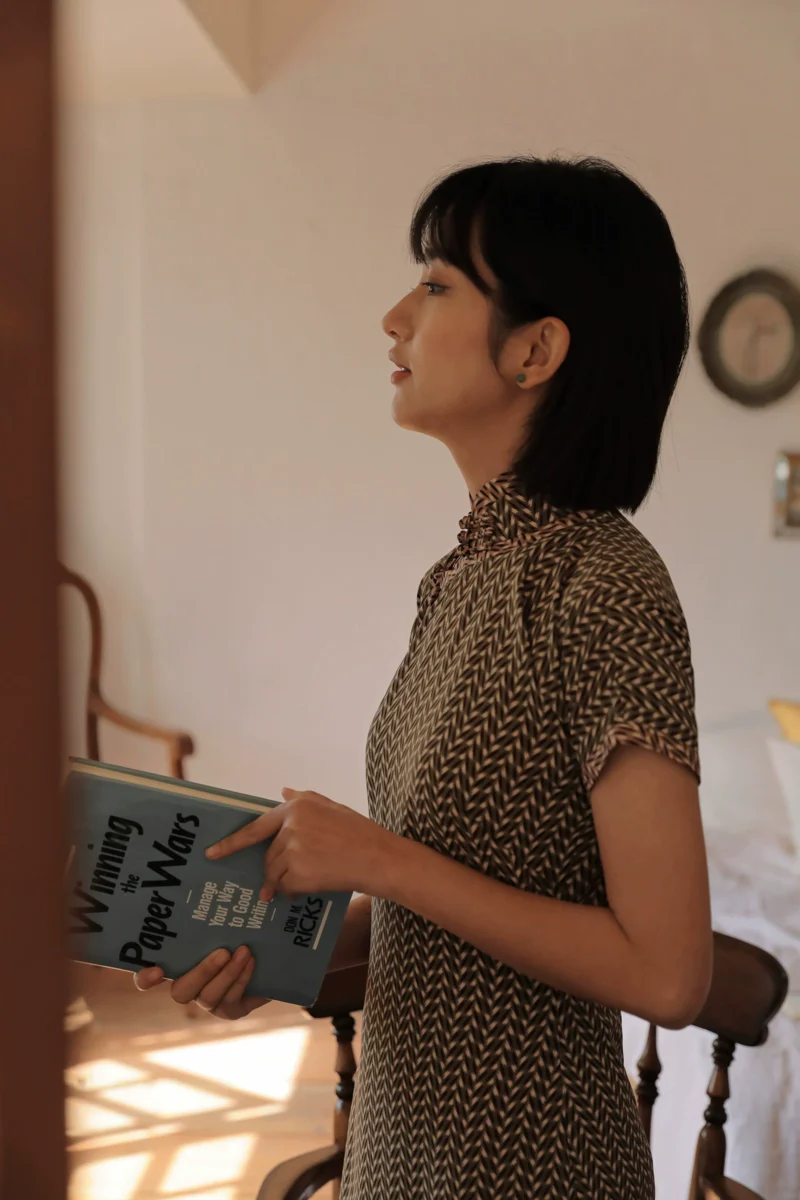 Suihe 穗禾 Wheat Stalk 1930s Art Deco Chiffon Short Sleeve Qipao - Image 9