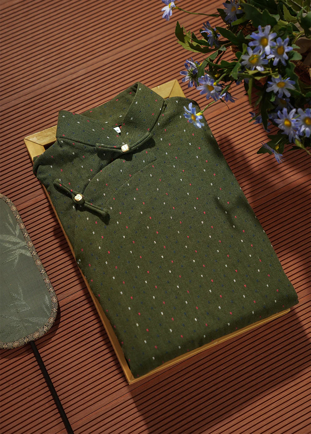 Suya 素雅 Simple Elegance Republic of China Dotted Stripes Pure Cotton Short Sleeve Qipao - Image 7