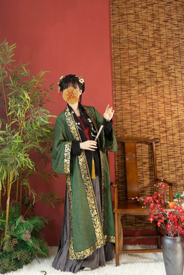 Tai Lü 苔绿 Moss Green Southern Song Dynasty Restoration Zhiling Duijin Beizi Jacket - Image 10