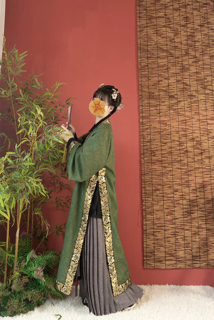 Tai Lü 苔绿 Moss Green Southern Song Dynasty Restoration Zhiling Duijin Beizi Jacket - Image 12