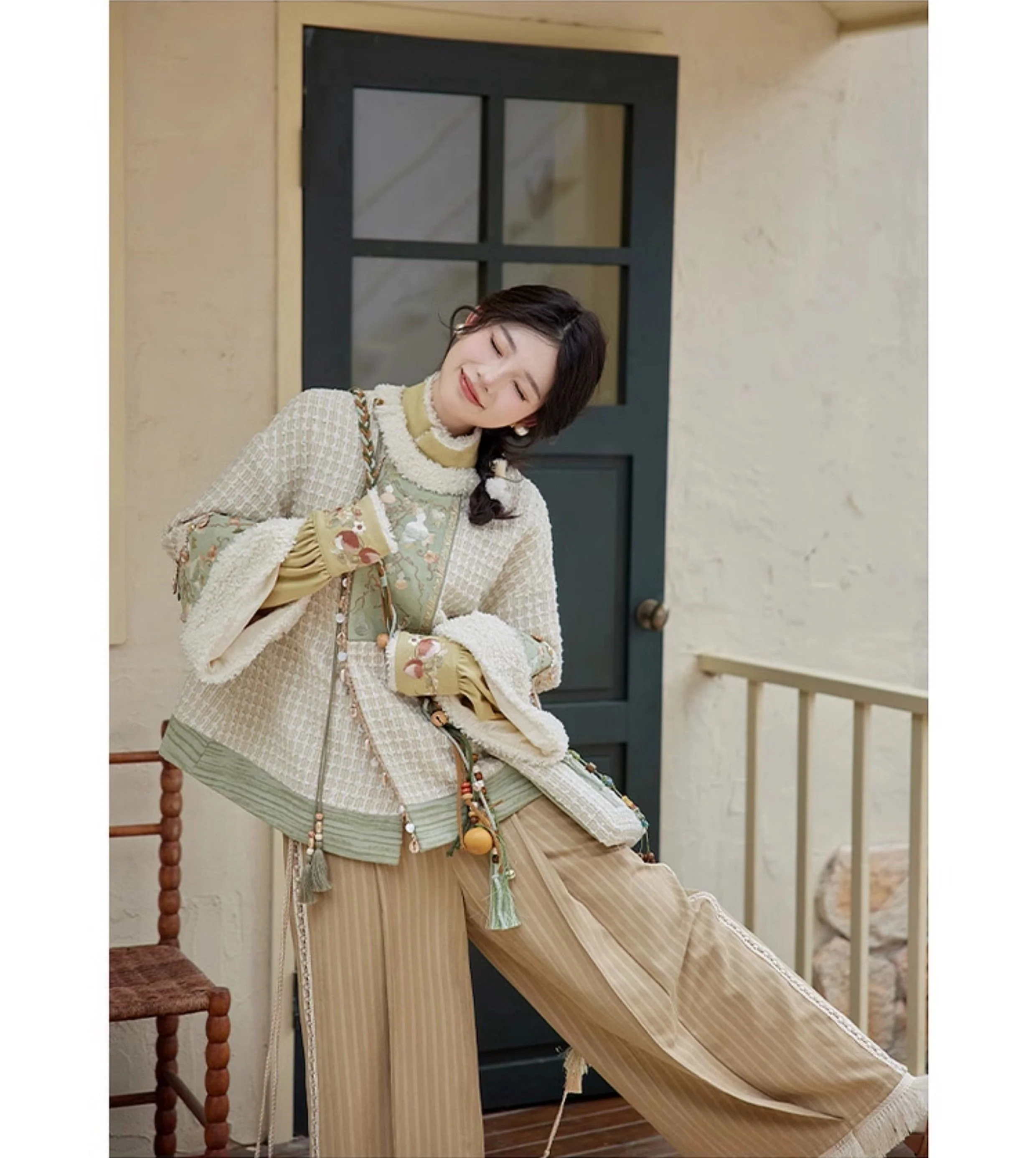 Tana 塔娜 Pagoda Spire Modern Tang Song Round Collar Coat & Pants Set - Image 12