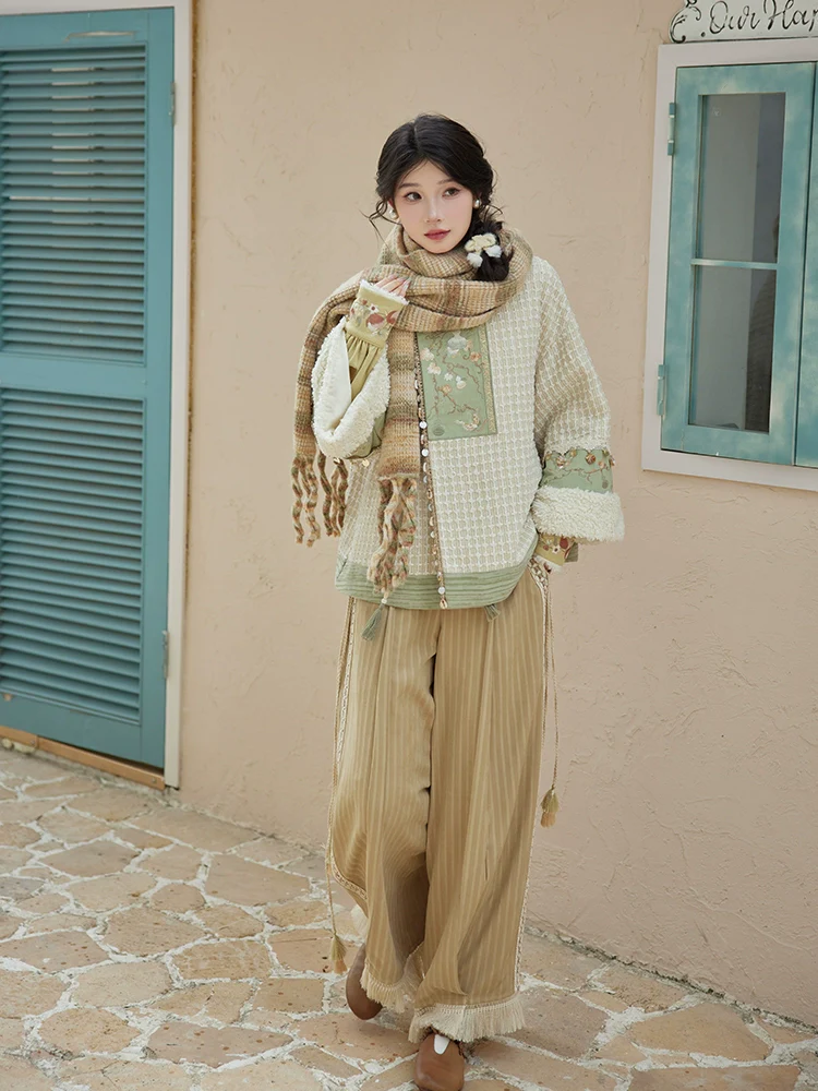 Tana 塔娜 Pagoda Spire Modern Tang Song Round Collar Coat & Pants Set - Image 3