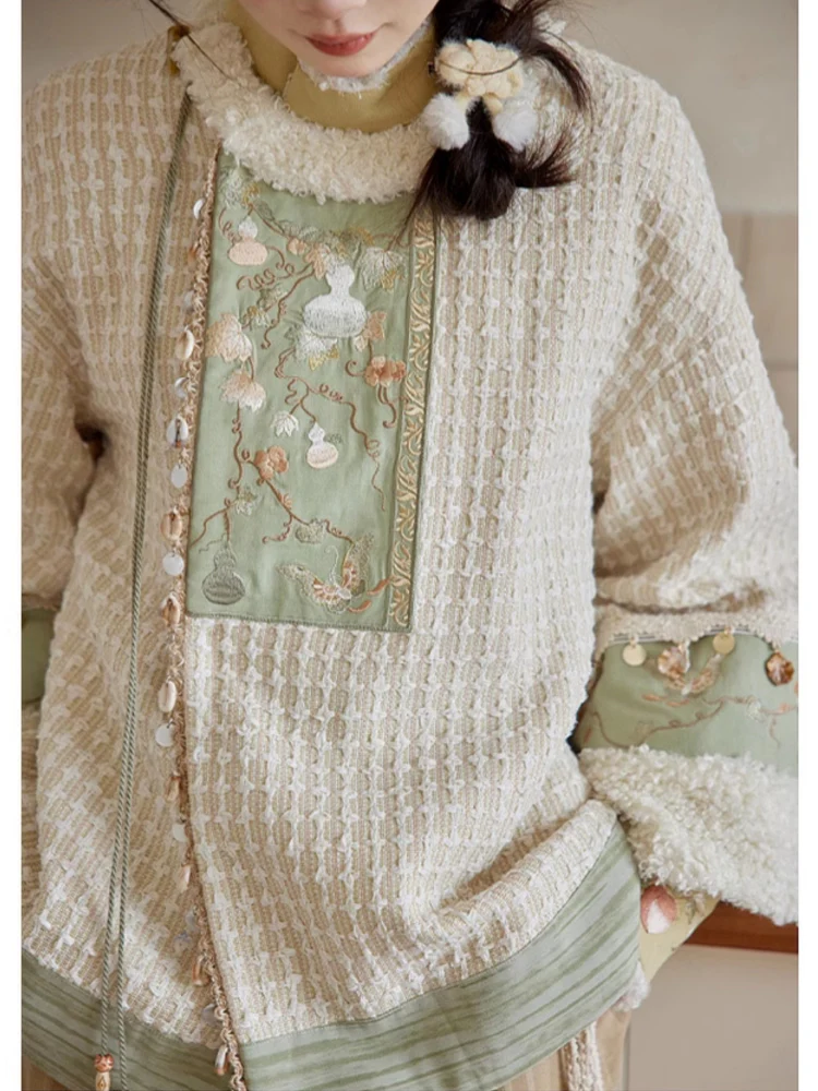 Tana 塔娜 Pagoda Spire Modern Tang Song Round Collar Coat & Pants Set - Image 5