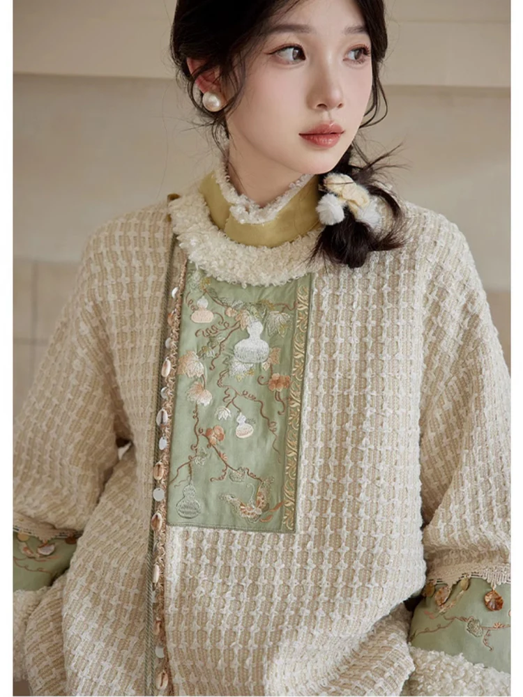 Tana 塔娜 Pagoda Spire Modern Tang Song Round Collar Coat & Pants Set - Image 6