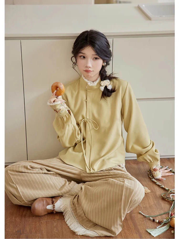 Tana 塔娜 Pagoda Spire Modern Tang Song Round Collar Coat & Pants Set - Image 7
