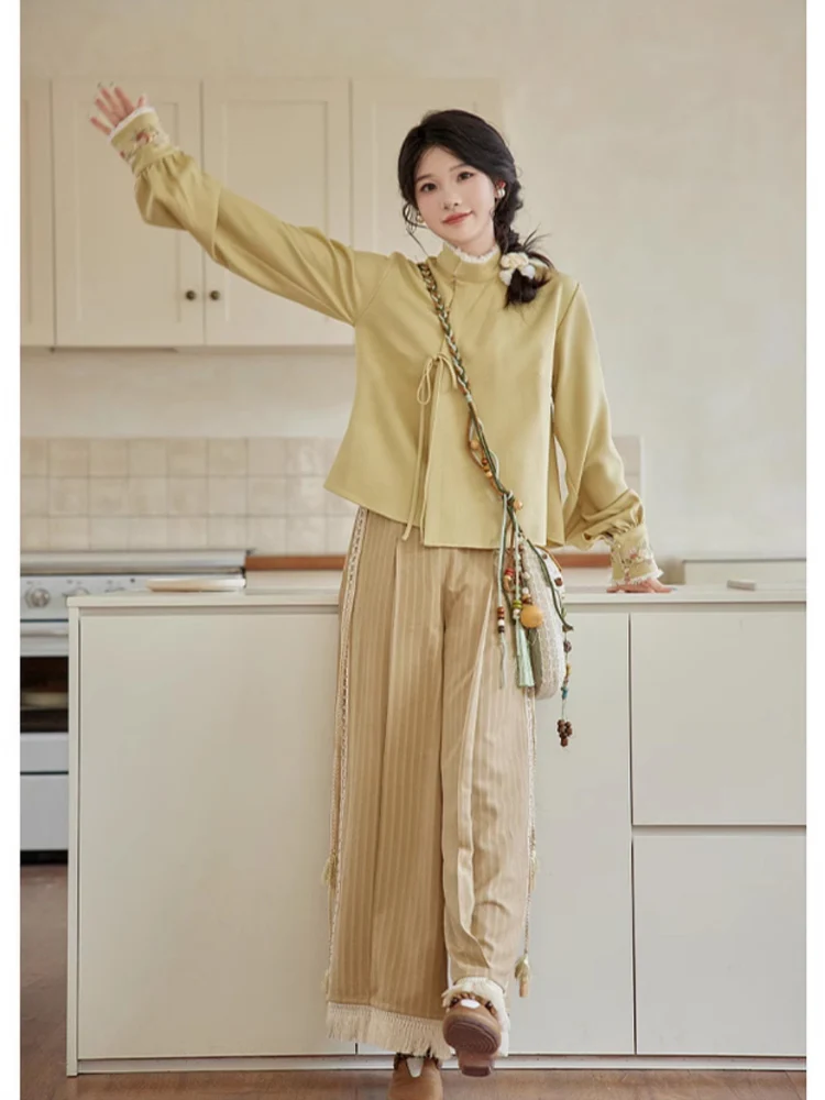 Tana 塔娜 Pagoda Spire Modern Tang Song Round Collar Coat & Pants Set - Image 8