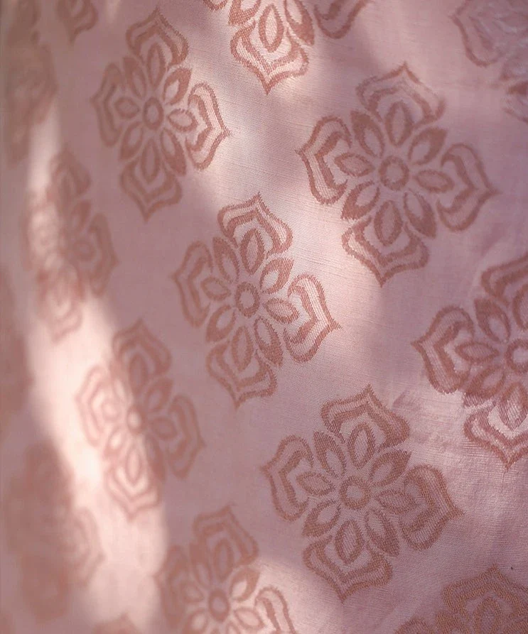 Tao Fen 桃粉 Peach Powder 1930s Satin Jacquard Cap Sleeve Qipao - Image 8