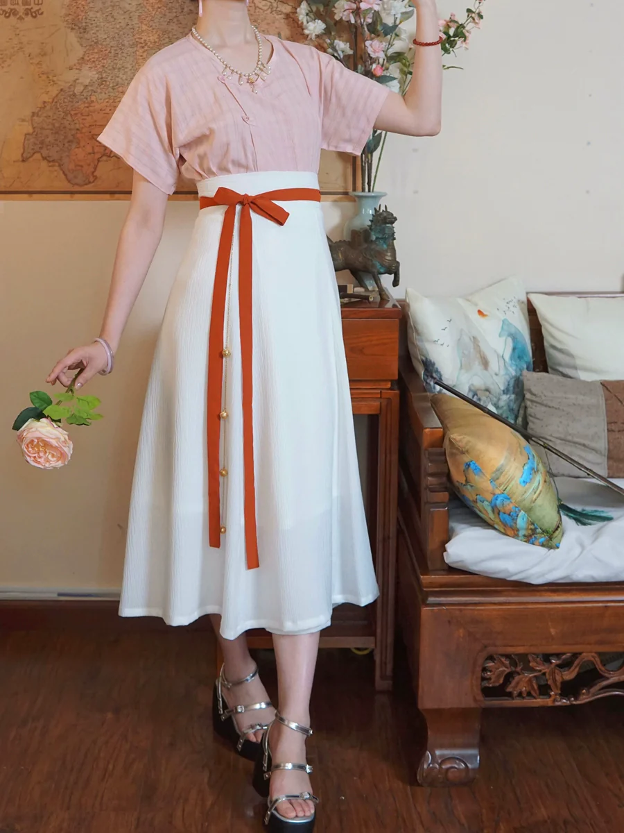 Taozi Guodong 桃子果冻 Peach Jelly Modernized Tang Dynasty Beizi Banbi Top & Poqun Skirt Set - Image 3