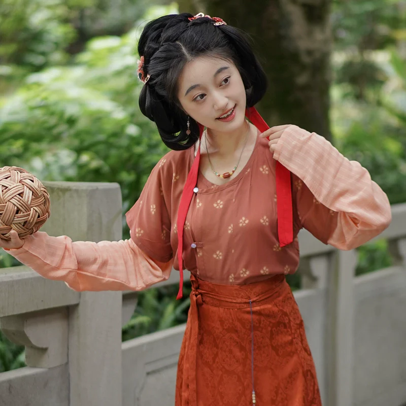 Taozi Guodong 桃子果冻 Peach Jelly Modernized Tang Dynasty Beizi Banbi Top & Poqun Skirt Set - Image 37