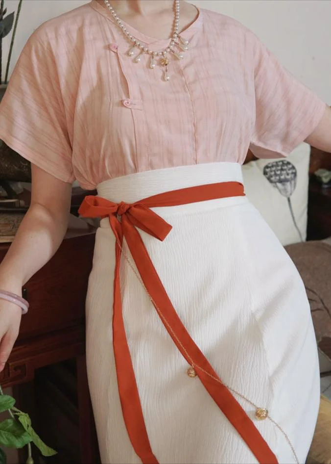 Taozi Guodong 桃子果冻 Peach Jelly Modernized Tang Dynasty Beizi Banbi Top & Poqun Skirt Set - Image 9