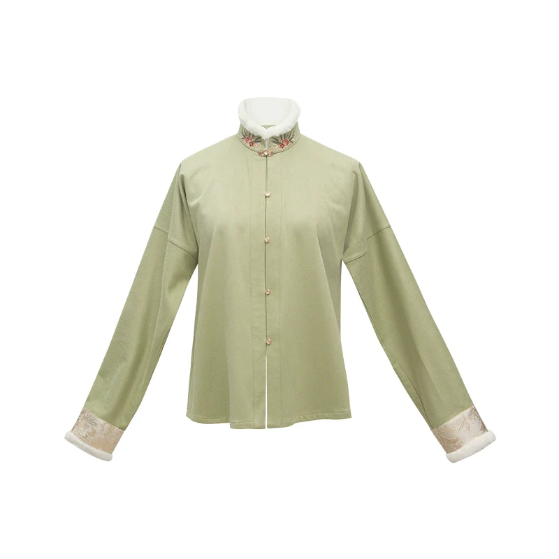 Tihong Haitang 剔红海棠 Picking Red Begonias Ming Dynasty Round Collar Jacket & Mamian Winter Set - Image 18