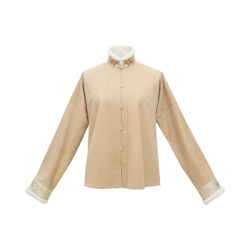 Tihong Haitang 剔红海棠 Picking Red Begonias Ming Dynasty Round Collar Jacket & Mamian Winter Set - Image 21