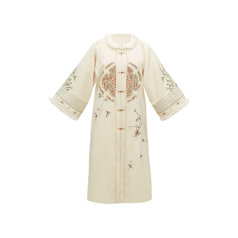 Tihong Haitang 剔红海棠 Picking Red Begonias Ming Dynasty Round Collar Jacket & Mamian Winter Set - Image 22