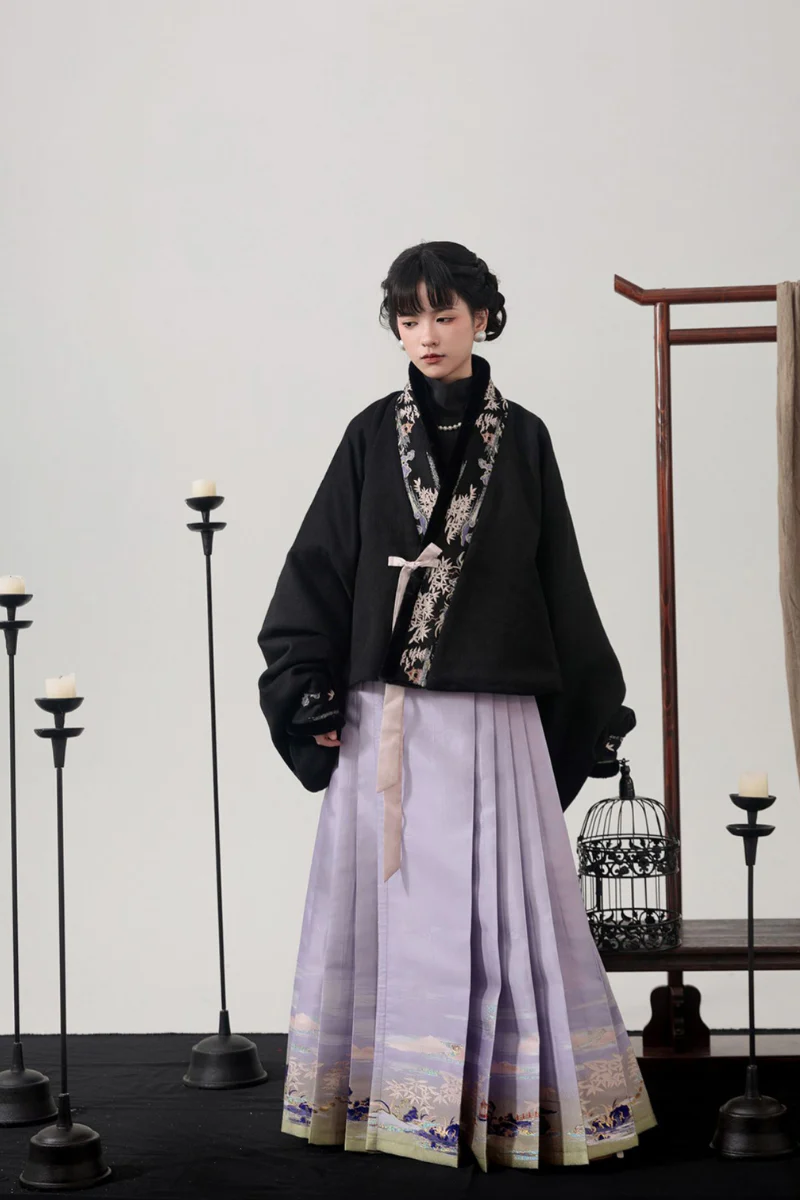Tui Qiu 退秋 Return to Autumn Modernized Ming Winter Jiaoling Ao Jacket & Mamian Aoqun Set - Image 6
